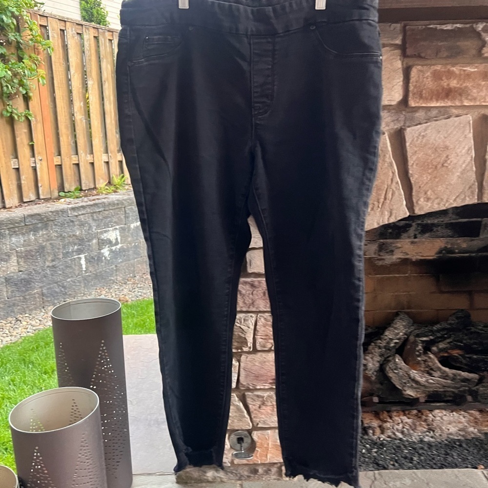 Tribal Women's Black Jeans Audrey Mid Rise Ankle Jeggings Raw Hem